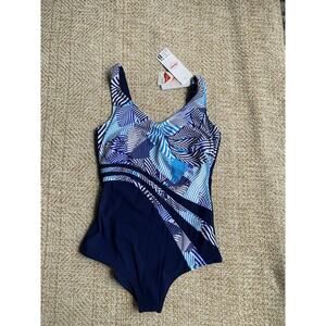 Anita one piece swinsuit blue strips B cup New with tag fun sunny summer pool